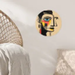 Geometrisch - Felle kleuren - Kubistische stijl Wandcirkel behangsticker klein -sfeer4