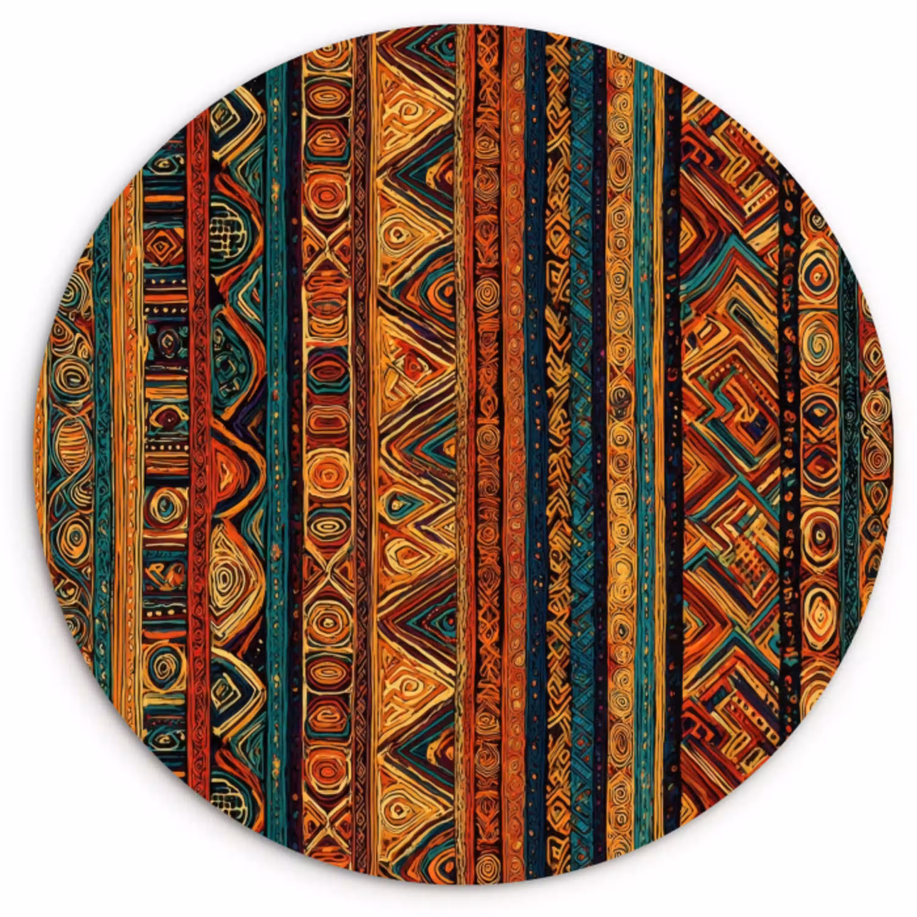 Kleurrijk - Etnisch - Folkloristisch - Patroon Wandcirkel kunststof plaat 5mm dik klein 188 -3d