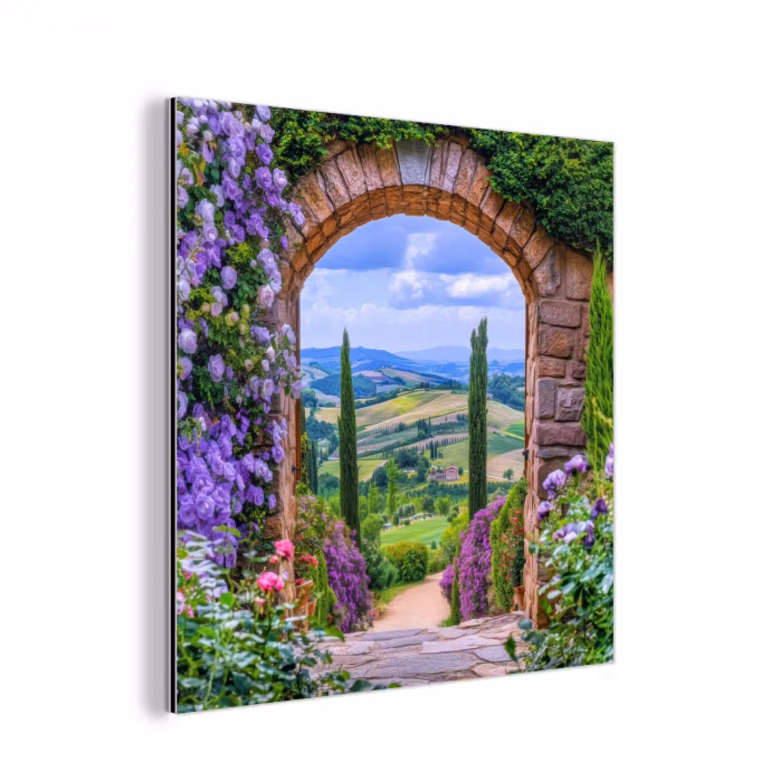 Doorkijk - Toscane - Landschap - Poort aluminium wit klein -3d