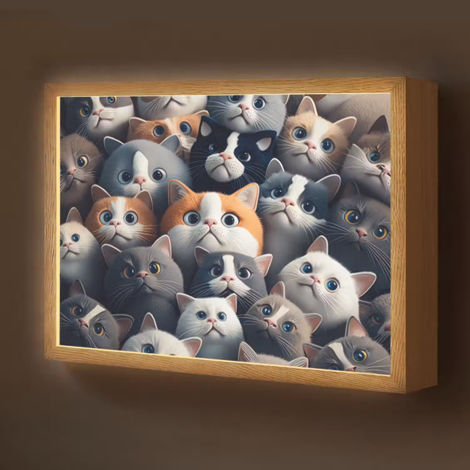 Lightbox - Wandlamp kinderkamer - Kat - Dieren - Poes - Grijs - Patronen - Kind