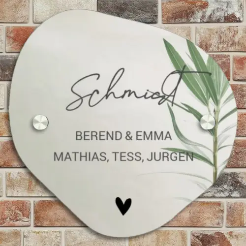 Lichtbeige met plant - Sierlijk Naambord Organisch middel -sfeer10
