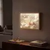 Bloem - Wit - Glitter - Goud - Modern Light Box met batterij (Wandlamp) middel -sfeer1