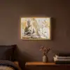 Boeddha - Bloem - Lotus - Wit - Goud - Zen Light Box met batterij (Wandlamp) middel -sfeer4