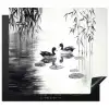 Eenden - Waterlelies - Riet - Zwart Inductie beschermer vinyl 3mm middel -3d
