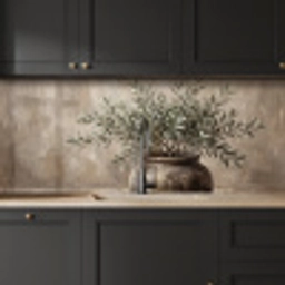 Olijfplant - Aardenpot - Abstract - Beige keuken achterwand 2 middel -sfeer1