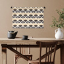 Waaier - Patroon - Zwart - Beige Wandkleed katoen klein 269 -sfeer6