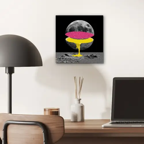 Maan - Geel - Roze - Zwart aluminium wit klein -sfeer5