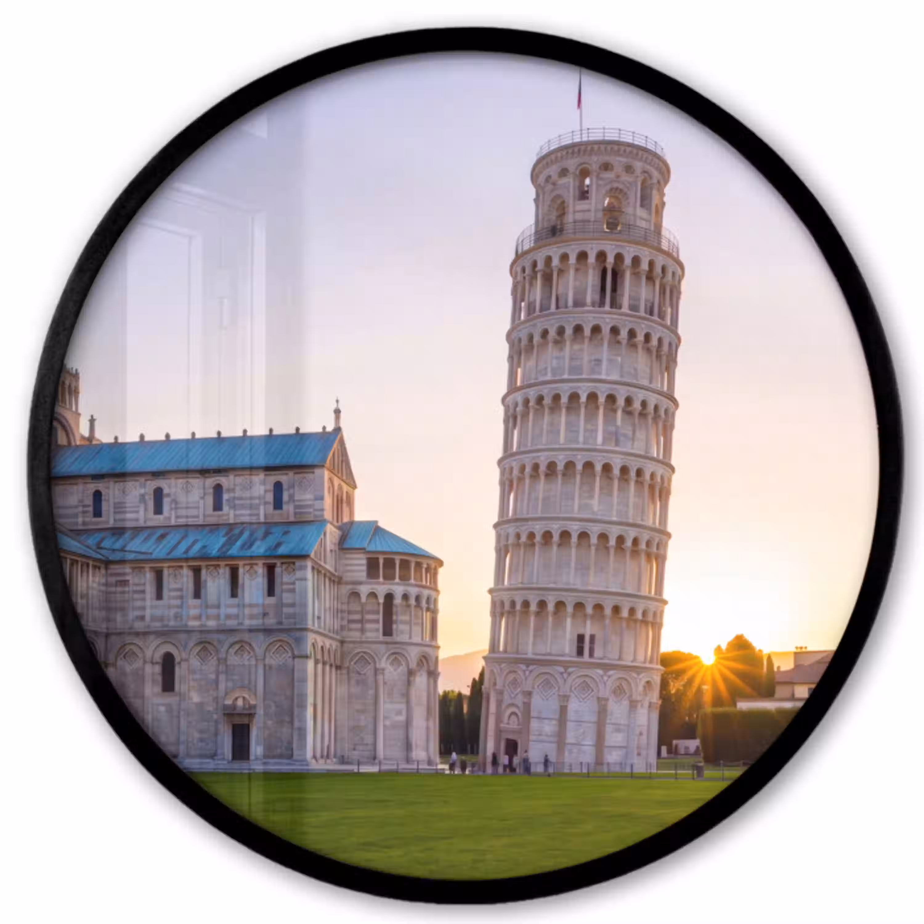 Architectuur - Toren - Pisa - Italië - Zonsondergang Fotolijst rond zonder passe partout klein -3d