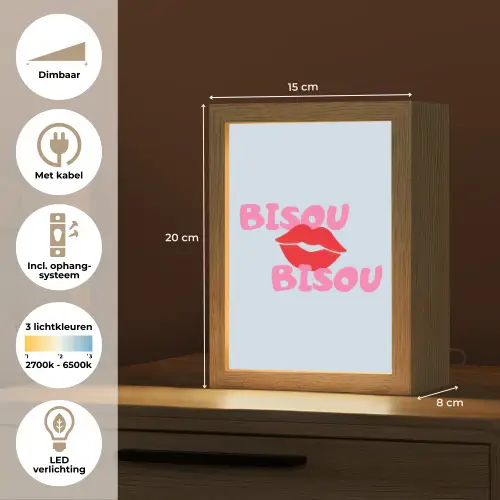 Lippen - Bisou - Blauw Light Box met kabel (Tafellamp) klein -USP_NL