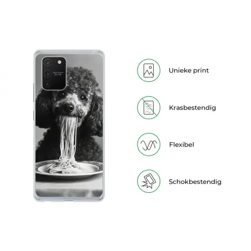 Poedel - Hond - Zwart - Wit - Schattig - Pasta Telefoonhoesje Samsung Galaxy S10 Lite klein -specsS10Lite