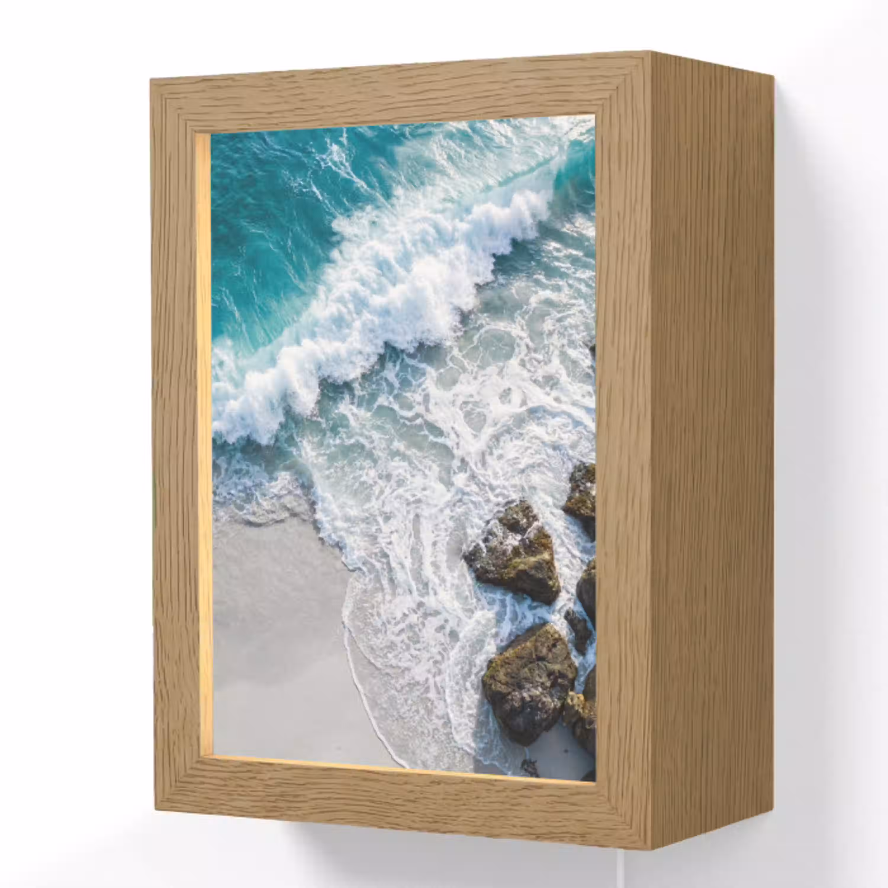 Zee - Golf - Strand - Natuur - Blauw Light Box met kabel (Wandlamp) klein -3d