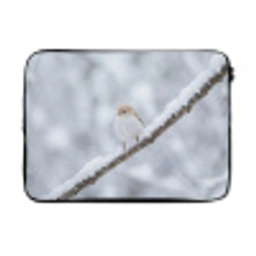 Vogeltje - Sneeuw - Tak - Winter - Zacht laptophoes neopreen klein -3d