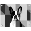 Buldog - Zwart - Abstract - Vlakken tuinposter los doek klein -3d