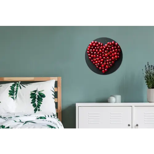 Kersen - Hart - Rood - Zwart Wandcirkel aluminium klein -slaapkamer