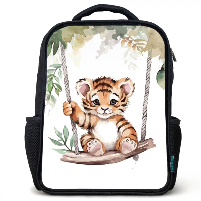 Tijger - Dier - Kinderen - Jungle Rugzak - Zwart middel -3d
