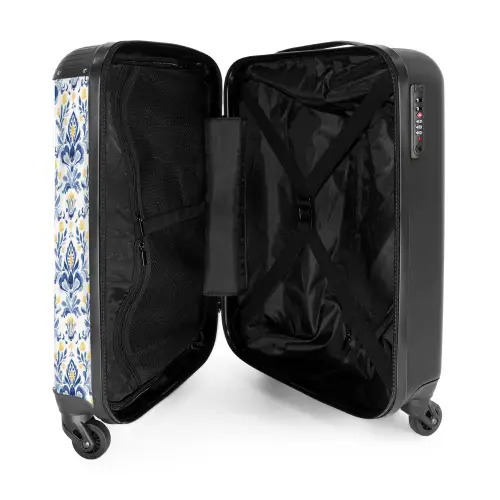 Barok patroon blauw geel NBS - Handbagage koffer - Kinderen Unisex middel -binnenkant