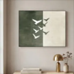 Japandi - Vogel - Groen Textielframe - compleet frame klein -sfeer2