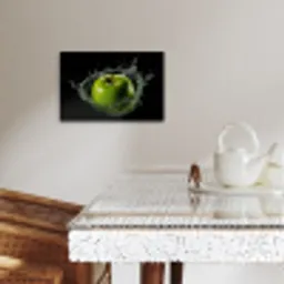 Appel - Groen - Fruit - Water - Zwart KitchenYeah - Keuken - Canvas klein -sfeer3
