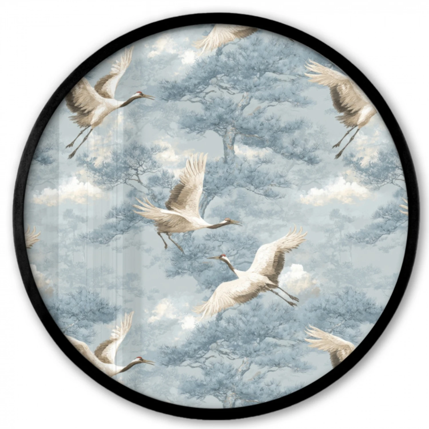 Wolken - Kraanvogels - Blauw Fotolijst rond zonder passe partout klein 856 -3d