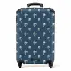 Patronen - Kleine palmbomen op blauwgrijs NBS - Handbagage koffer - Kinderen Unisex middel -productfoto_recht