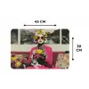 Vrouw - Kat - Bloemen - Kopje - Retro Placemat vinyl groot -specs