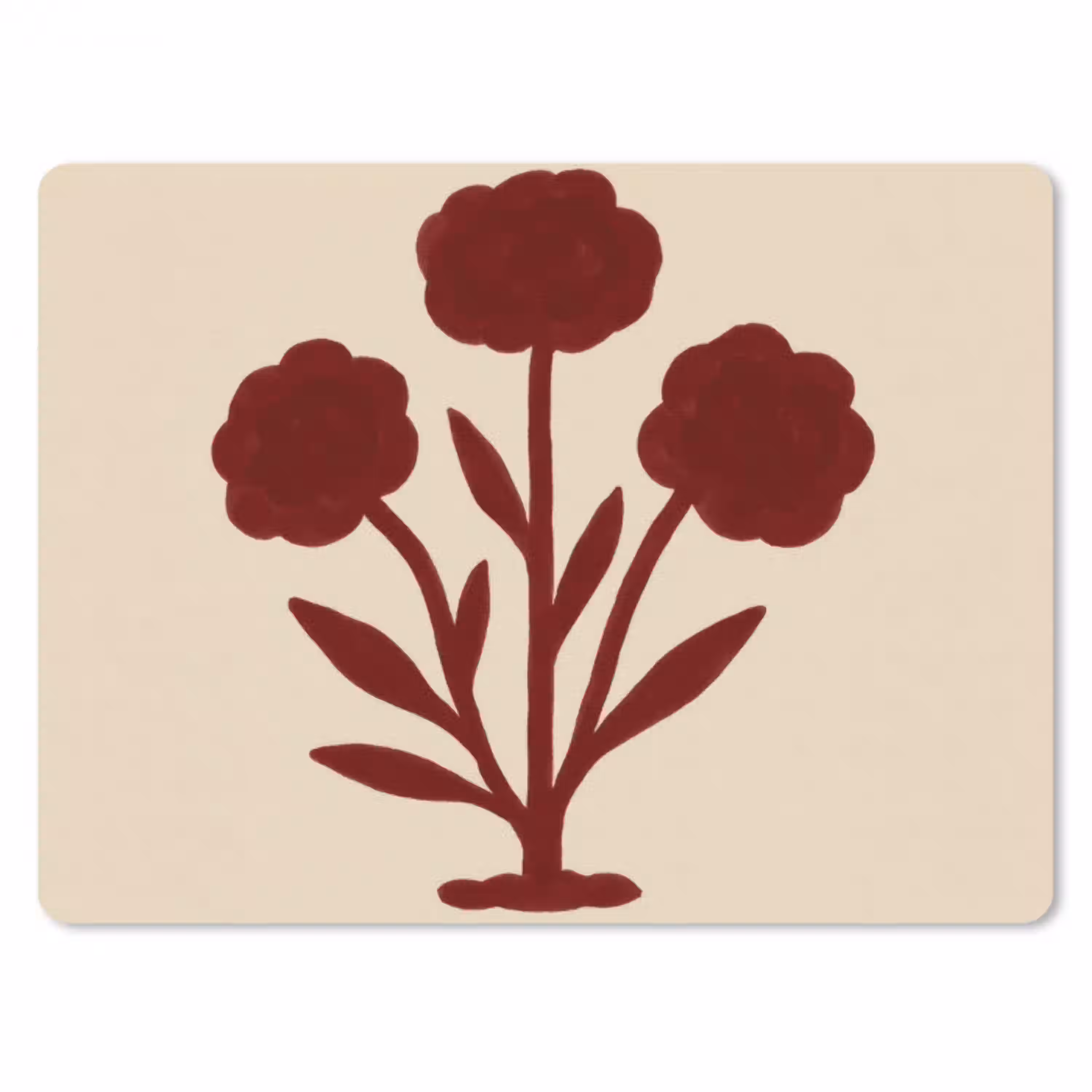 Bloemen - Bladeren - Rood - Minimalistisch muismat rubber klein -3d