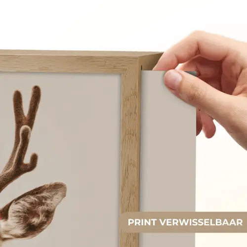 Hert - Kerst - Muts - Dieren - Winter - Grappig Light Box met batterij (Wandlamp) middel -USP_websiteprintNL
