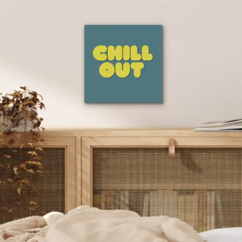Chill out - Geel - Blauw aluminium wit klein -sfeer3