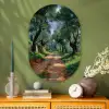 Pad - Bomen - Schaduw - Wandcirkel Ovaal Glas middel -sfeer2