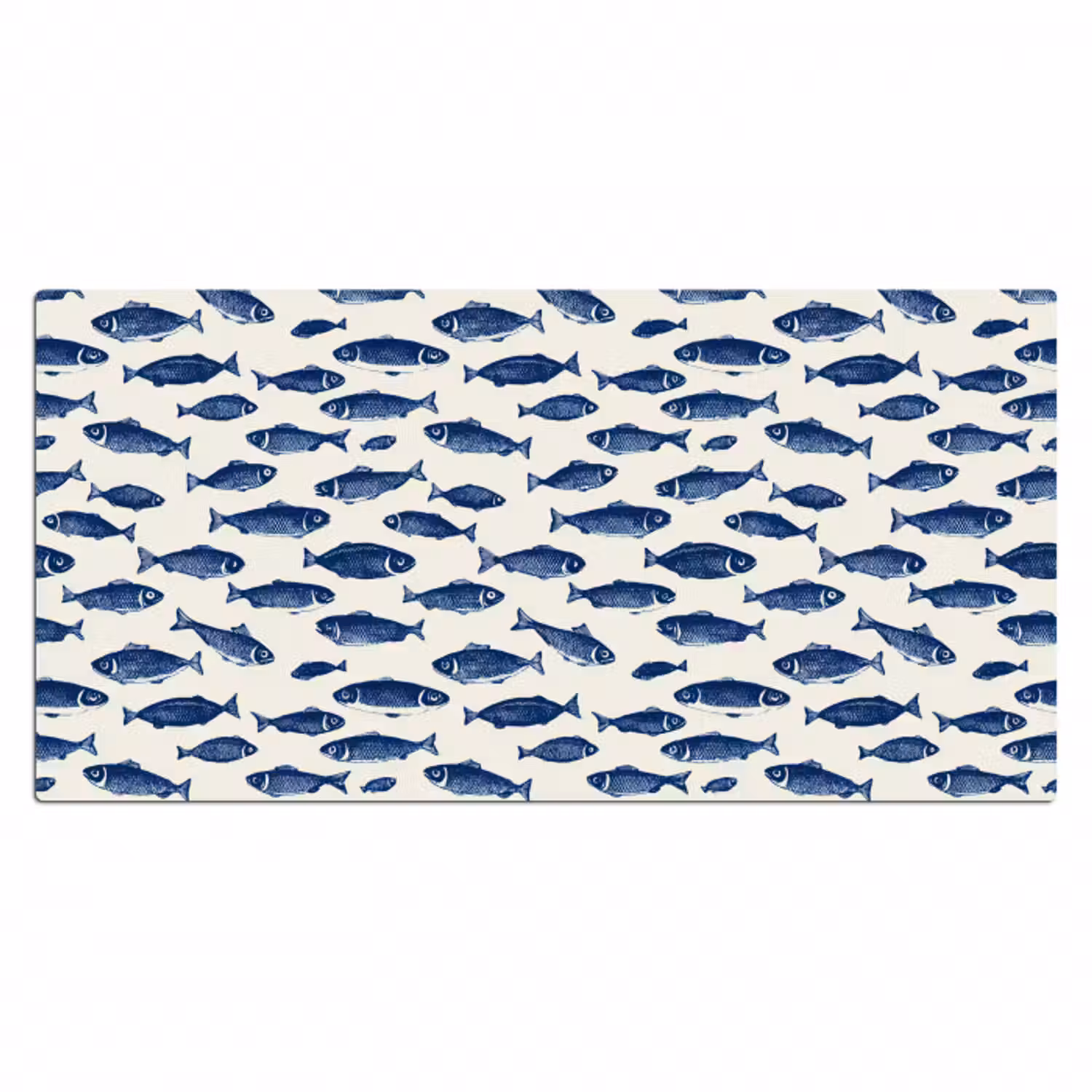 Schreibtischunterlage - Fisch - Muster - Blau - Weiß