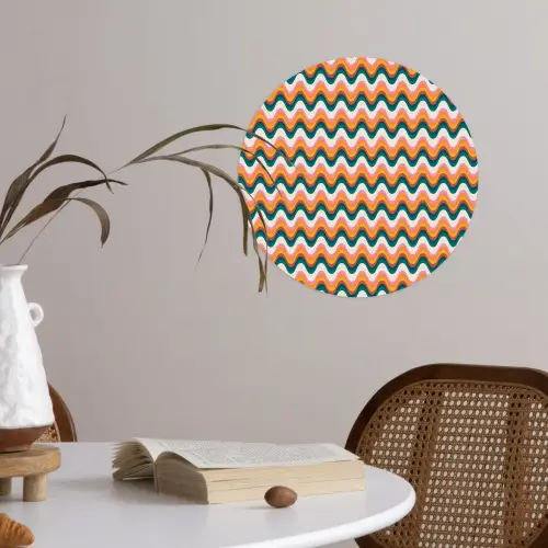 Retro - Disco - Golven - Kleur Wandcirkel behangsticker klein 186 -sfeer3