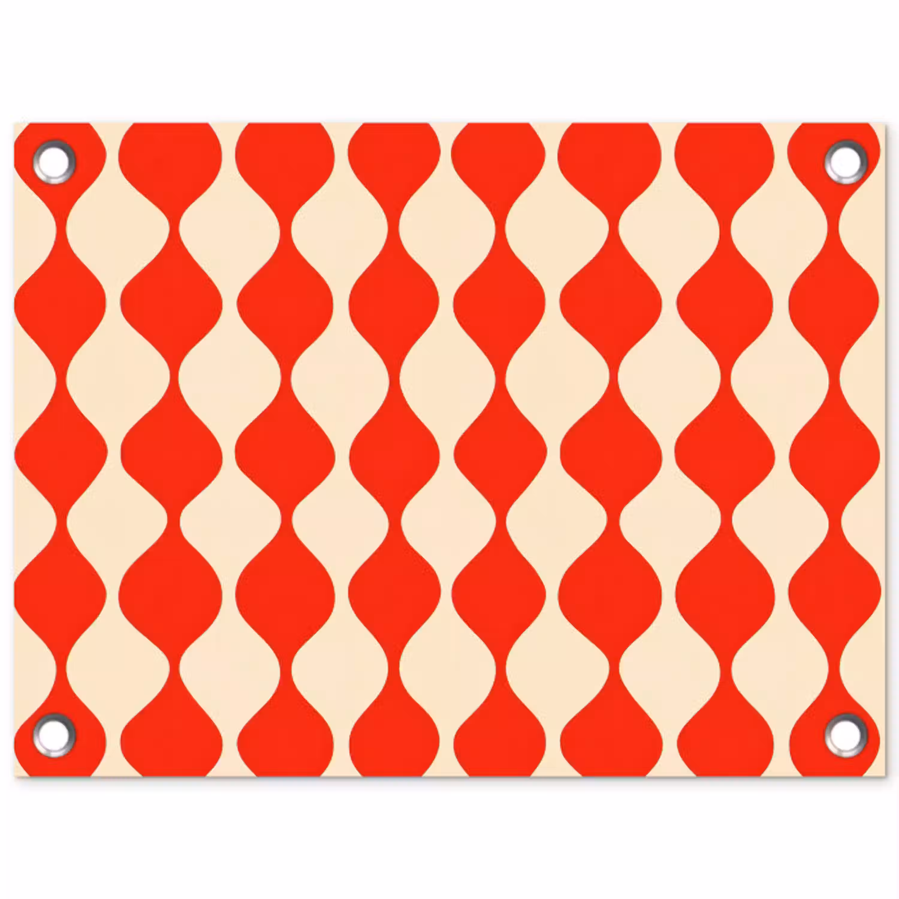 Golvend patroon - Retro - Rood - Beige tuinposter los doek klein 239 -3d