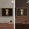 Ananas - Zwart - Goud - Luxe Light Box met batterij (Wandlamp) middel -sfeer3