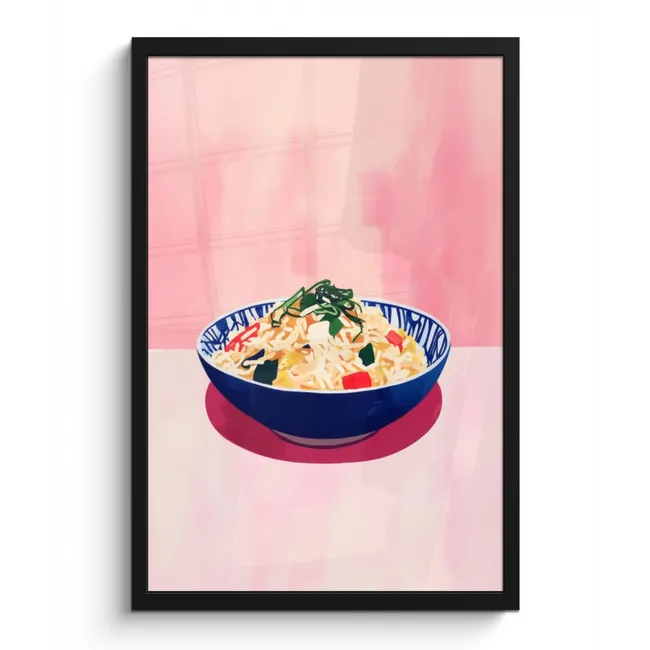 Poster met lijst - Rijst - Illustratie - Kom - Groente