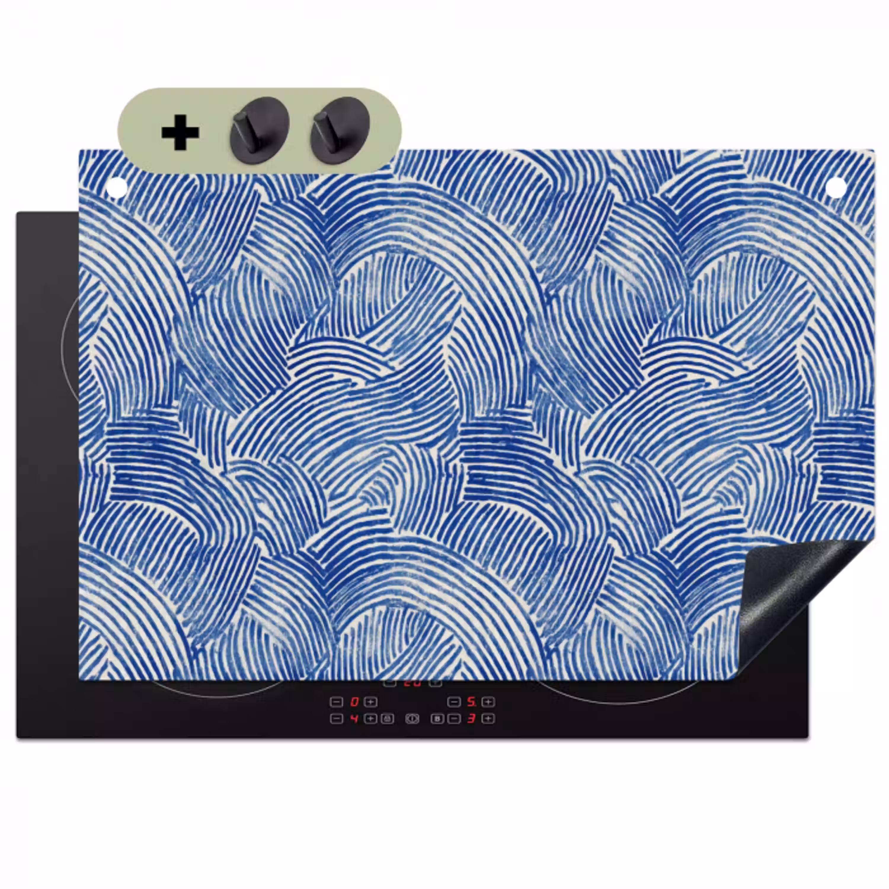 Modern - Abstract - Blauw Inductie beschemer met haakjes klein 777 -3d
