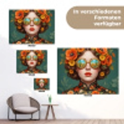 Portret - Vrouw - Kleurrijk - Expressief tuinposter los doek klein -Xsfeer9_DE