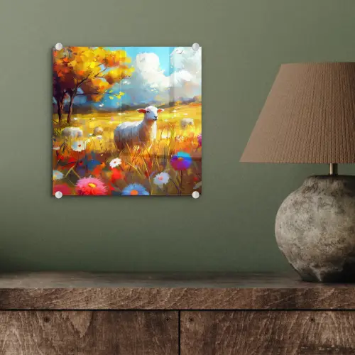 Schaap - Weide - Bloemen plexiglas 5mm klein -sfeer3