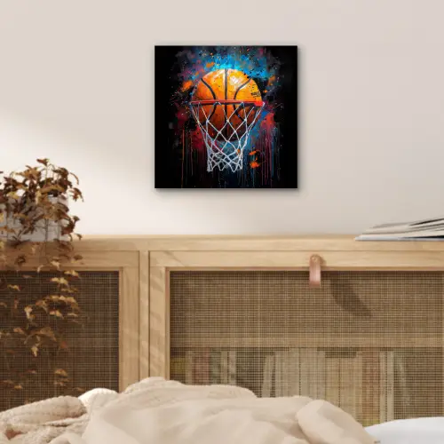 Graffiti - Basketbal - Sport - Zwart - Street art aluminium wit klein -sfeer3