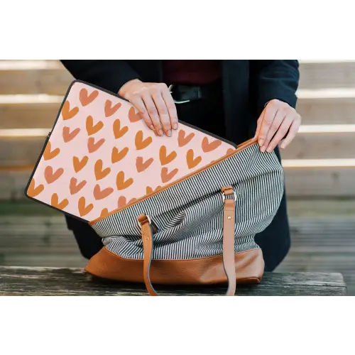 Hartjes - Getekend - Oranje laptophoes neopreen klein 279 -tas