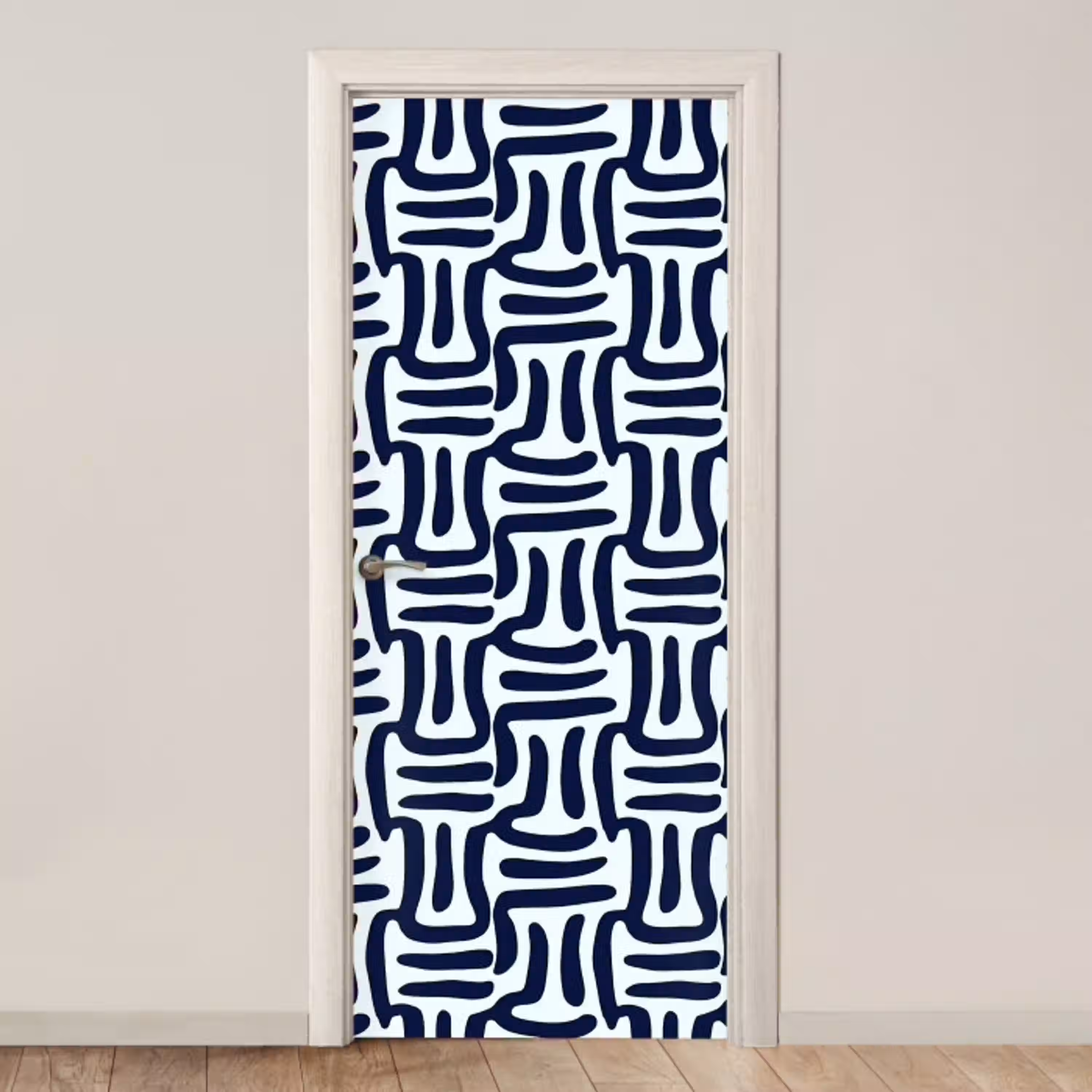 Abstract - Modern - Blauw deurposter klein 289 -3d_beige