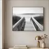Loopbrug - Hout - Strand - Zee Textielframe zwart klein -sfeer2