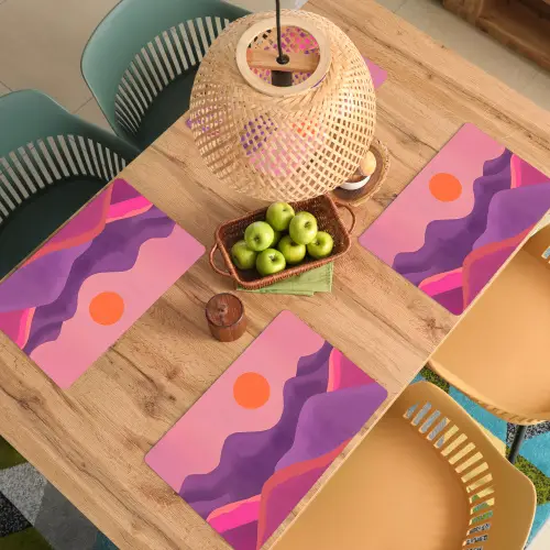 Zon - Heuvels - Paars - Abstract Placemat vinyl groot -zzsfeer5_Kitchenyeah-website