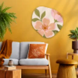 Grafisch - Bloemen - Roze Wandcirkel Organisch Aluminium middel -sfeer4