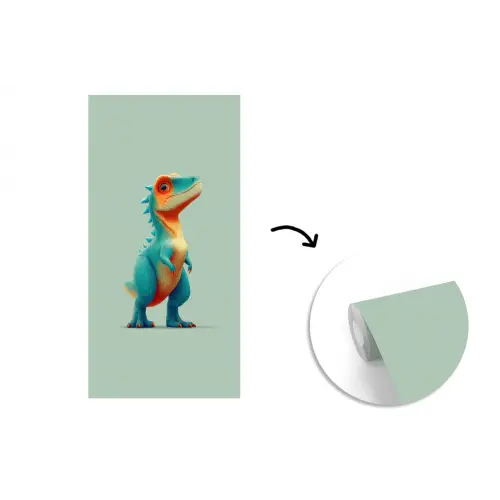 Cartoon - Dino - Oranje - Stekels fotobehang vinyl groot -3d