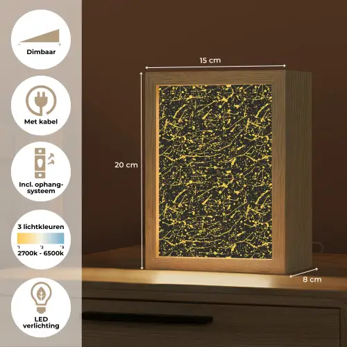 Spat - Waterverf - Geel - Zwart Light Box met kabel (Tafellamp) klein 925 -USP_NL