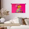 Hagedis - Bloemen - Roze - Kimono Wandkleed katoen klein -sfeer1