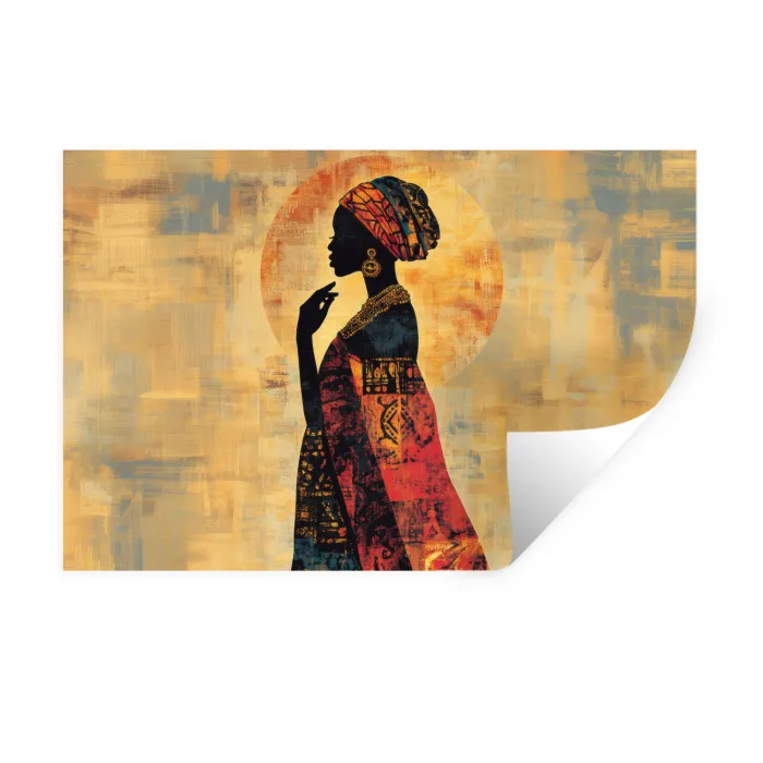 Vrouw - Silhouet - Patronen - Sierlijk Muursticker klein -3d
