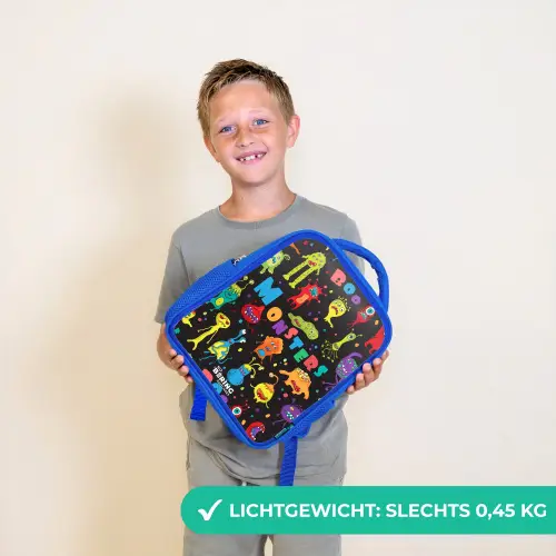 Patroon van monsters Kinderrugzak - Blauw middel -sfeer1_NL