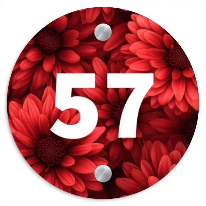 Rode bloemen - Traditioneel Naambord Rond klein -3d