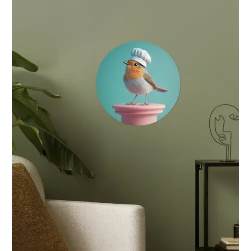 Roodborstje - Vogel - Koksmuts - Sokkel Wandcirkel behangsticker klein -sfeer2